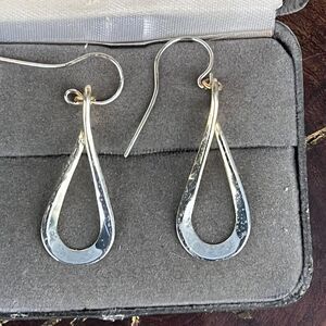 Vintage 925 Silver Dangle Earrings Oblong Drops Modern Earrings